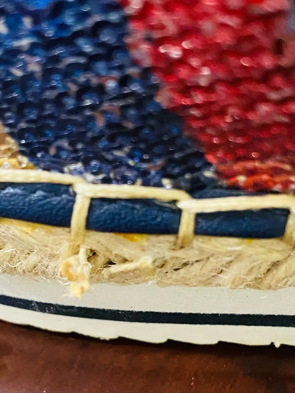 Tommy Hilfiger Red Blue Gold Cream Sequin Espadrilles